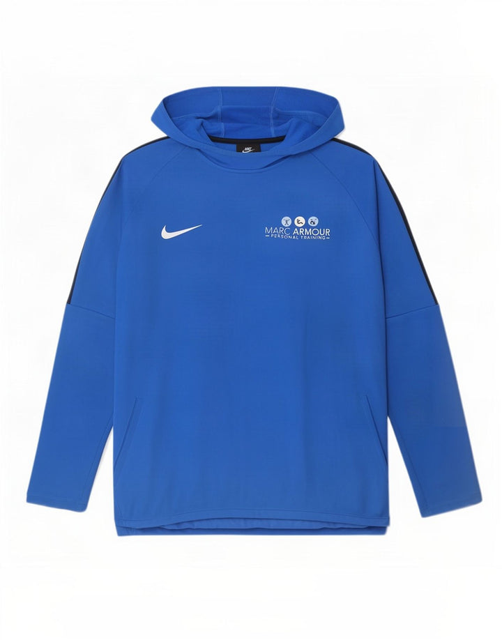 Nike Herren Dri Fit Graphic Kapuzenpullover, groß, blaues Farbblock-Polyester