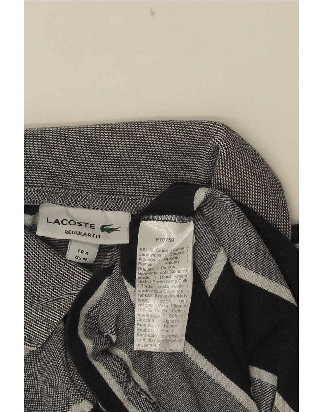 Lacoste Herren-Poloshirt mit normaler Passform, Größe 4, mittelgroß, marineblau, gestreift, Baumwolle