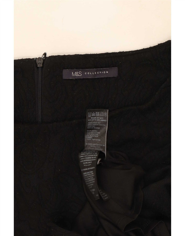 Marks & Spencer Damen Etuikleid UK 14 Mittelschwarzes Paisley-Polyester
