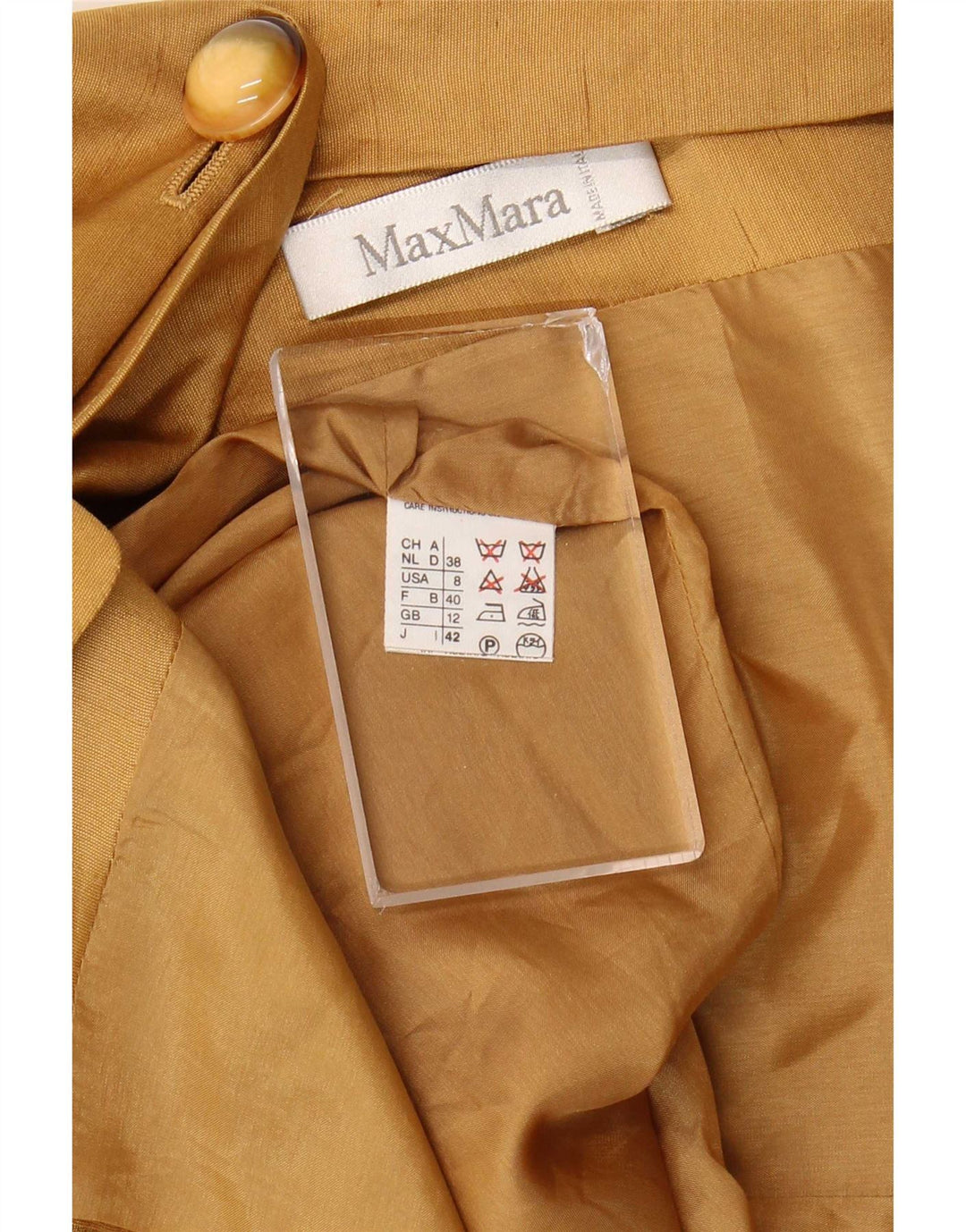 Max Mara Damen Kurzarm-Hemdbluse UK 12 Mittelbraune Seide