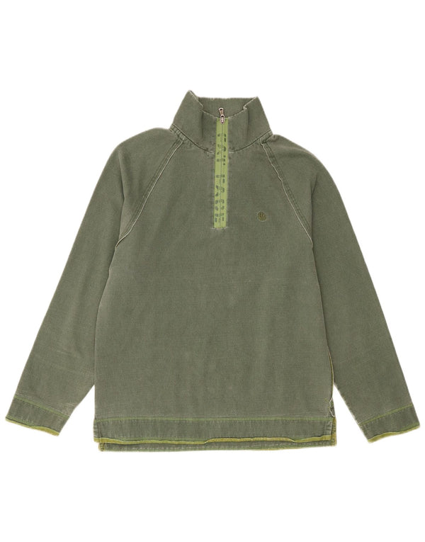 Fat Face Mens Zip Neck Sweatshirt Jumper Small Green Cotton