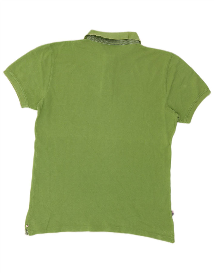 Blauer Herren-Poloshirt, klein, grüne Baumwolle
