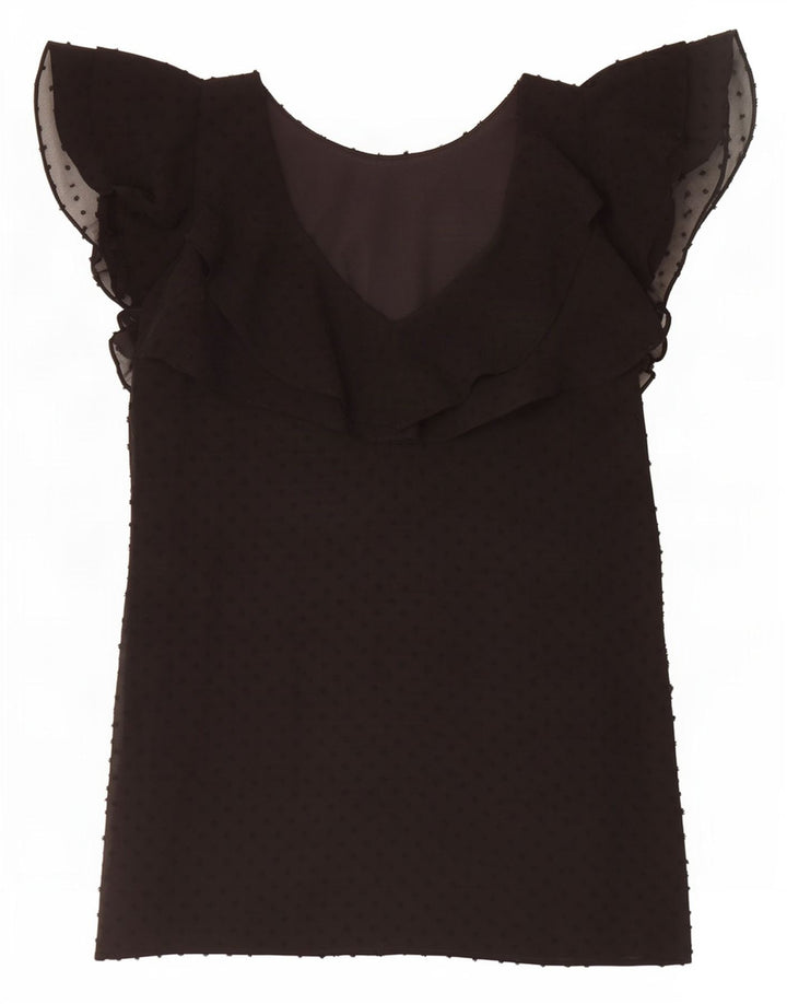 Zara Damen Basic Kleid UK 10 Small Schwarz geflecktes Polyester