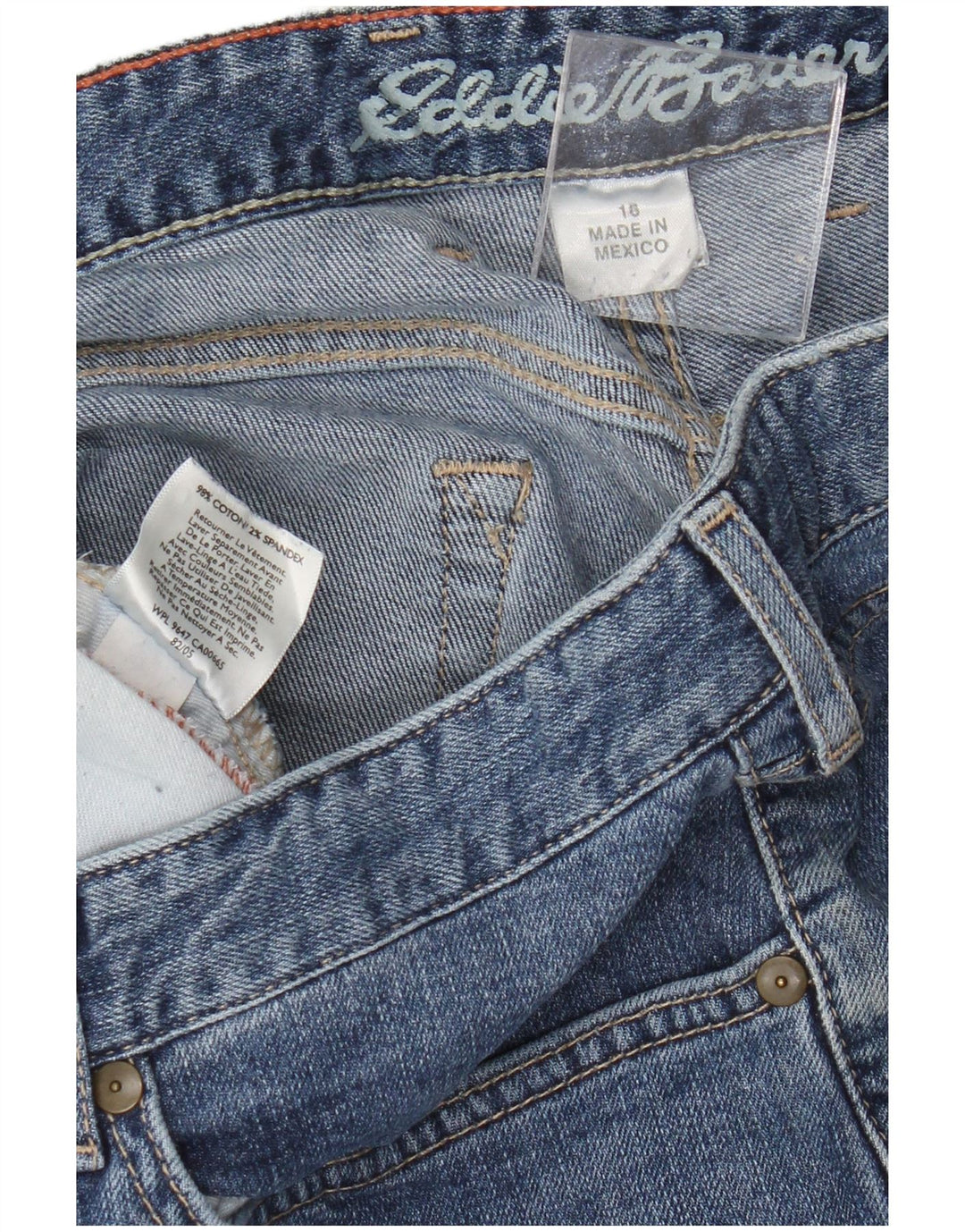 EDDIE BAUER Damen Curvy Bootcut Jeans US 16 2XL W36 L32 Blaue Baumwolle