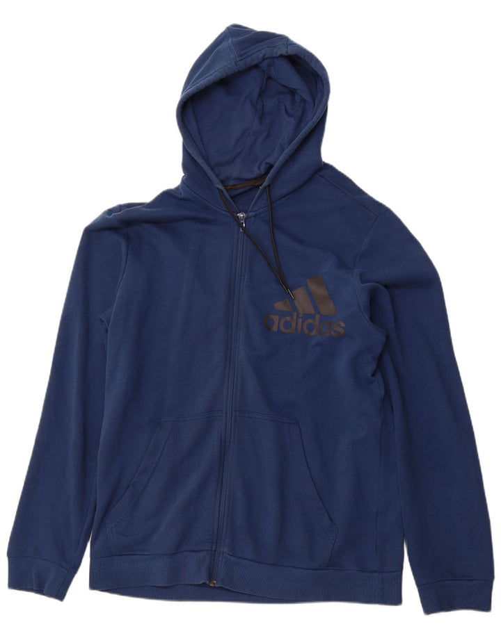 ADIDAS Herren Graphic Zip Hoodie Pullover Mittelblau