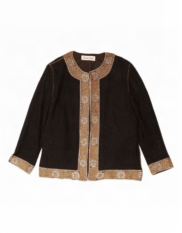 Offene Blazer-Jacke für Damen von Augustat, IT 42, Mittelschwarz, Farbblock-Seide