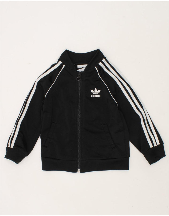 ADIDAS Baby Boys Tracksuit Top Jacket 9-12 Months Black Polyester Vintage Adidas and Second-Hand Adidas from Messina Hembry 