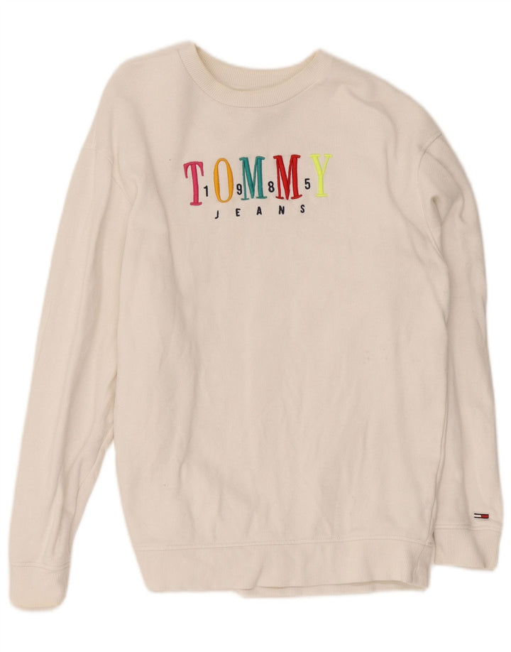 Tommy Hilfiger Damen-Sweatshirt mit Grafik, übergroß, Gr. 10, Größe S, Weiß