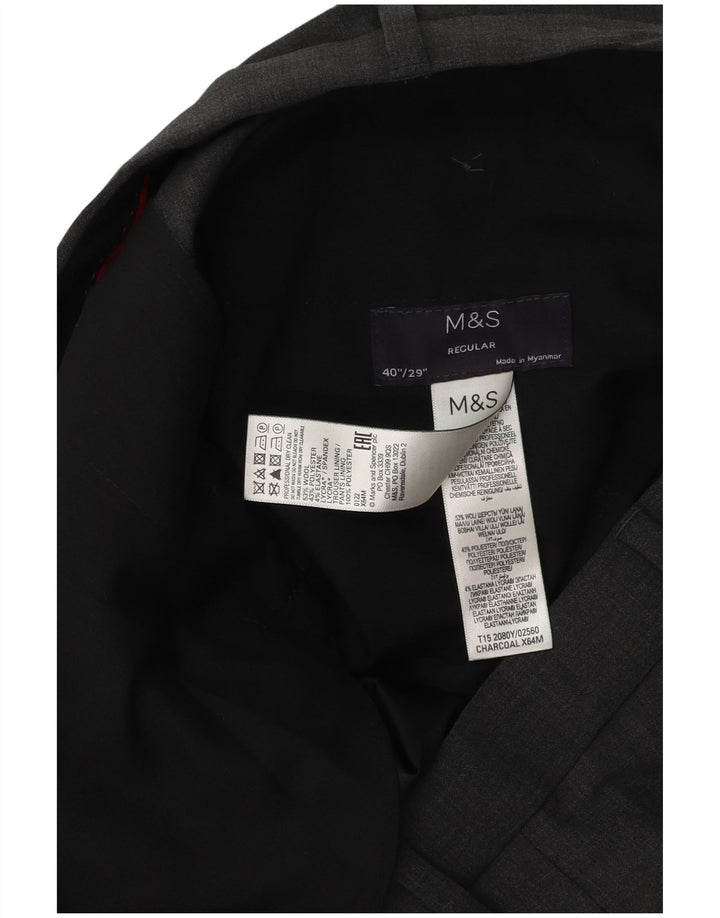Marks & Spencer Herren-Anzughose, gerade, normal, W40, L29, graue Wolle