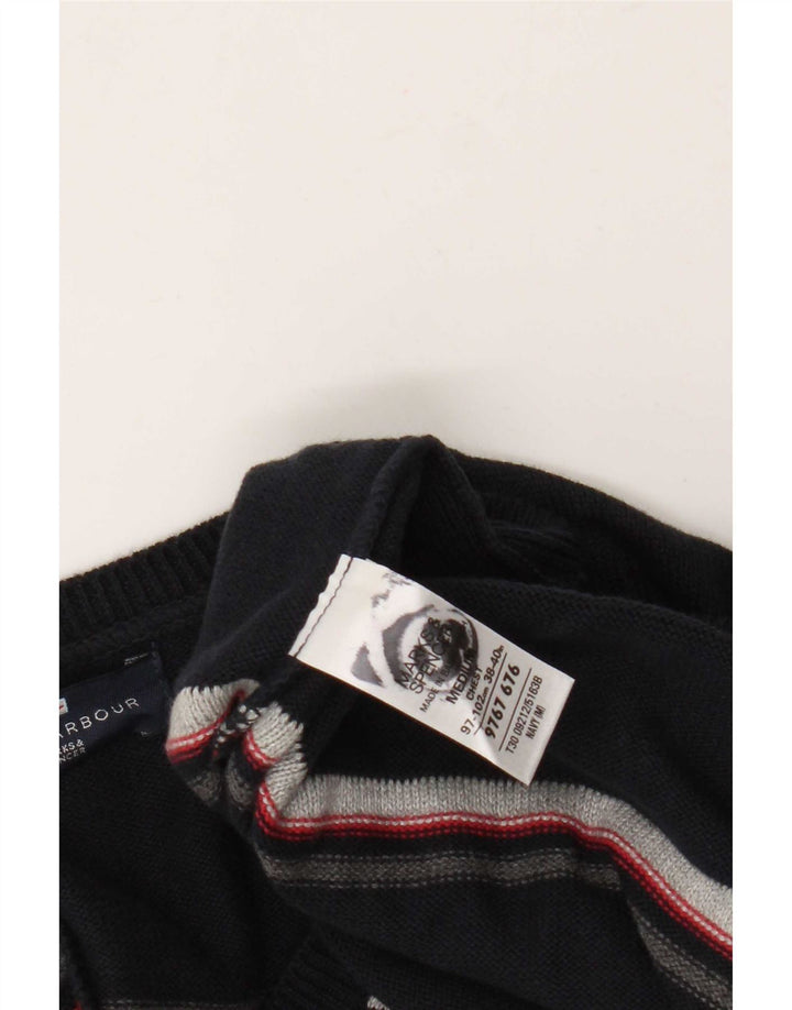 Marks & Spencer Herren Blue Harbor V-Ausschnitt Pullover Pullover Medium Navy gestreift