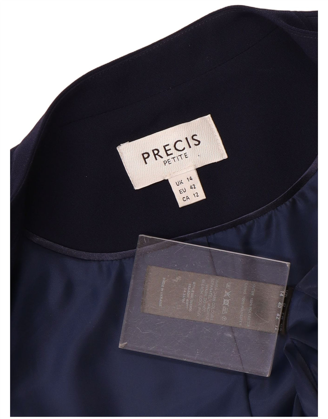 PRECIS Damen Crop Open Blazer Jacke UK 14 Medium Marineblau Polyester