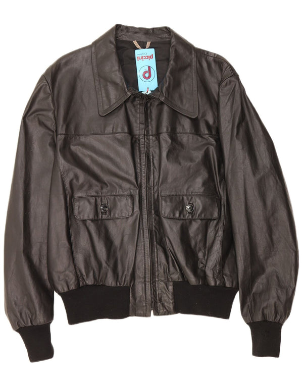 Piccini Herren Lederjacke IT 58 2XL Schwarzes Leder