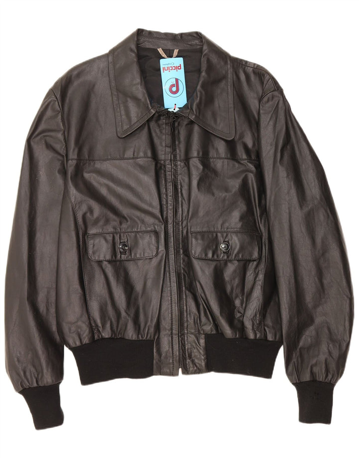 Piccini Herren Lederjacke IT 58 2XL Schwarzes Leder