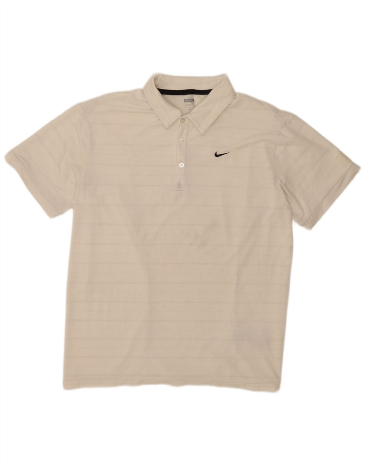 Nike Herren Poloshirt UK 47/48 2XL Weiß gestreift Polyester
