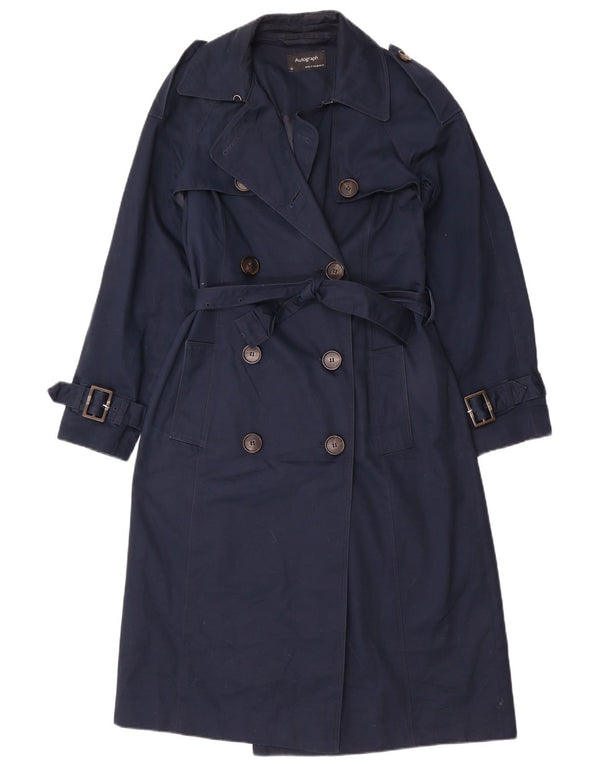 Marks & Spencer Damen Autograph Trenchcoat UK 10 Small Marineblau Baumwolle
