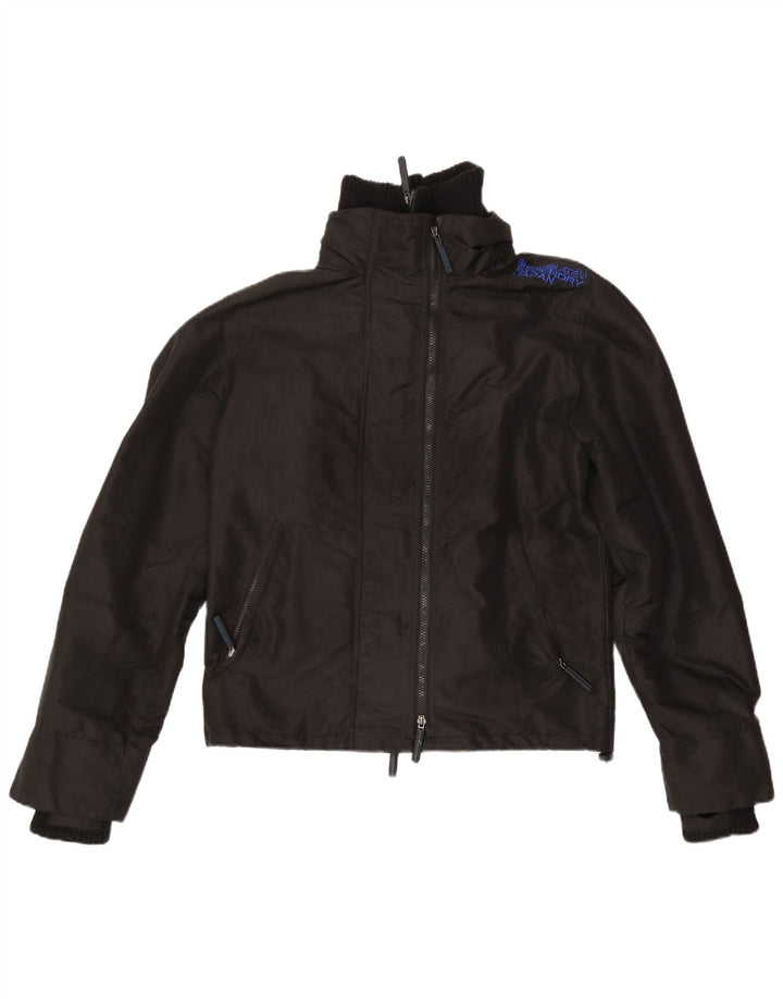 Superdry Damen Graphic Regenjacke UK 14 Medium Schwarz
