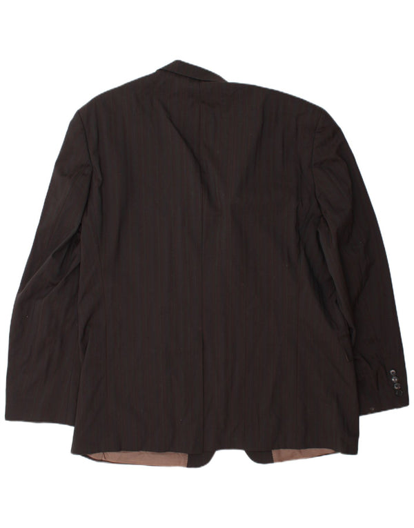HUGO BOSS Herren 2-Knopf-Blazerjacke EU 58 4XL Braune Nadelstreifenwolle