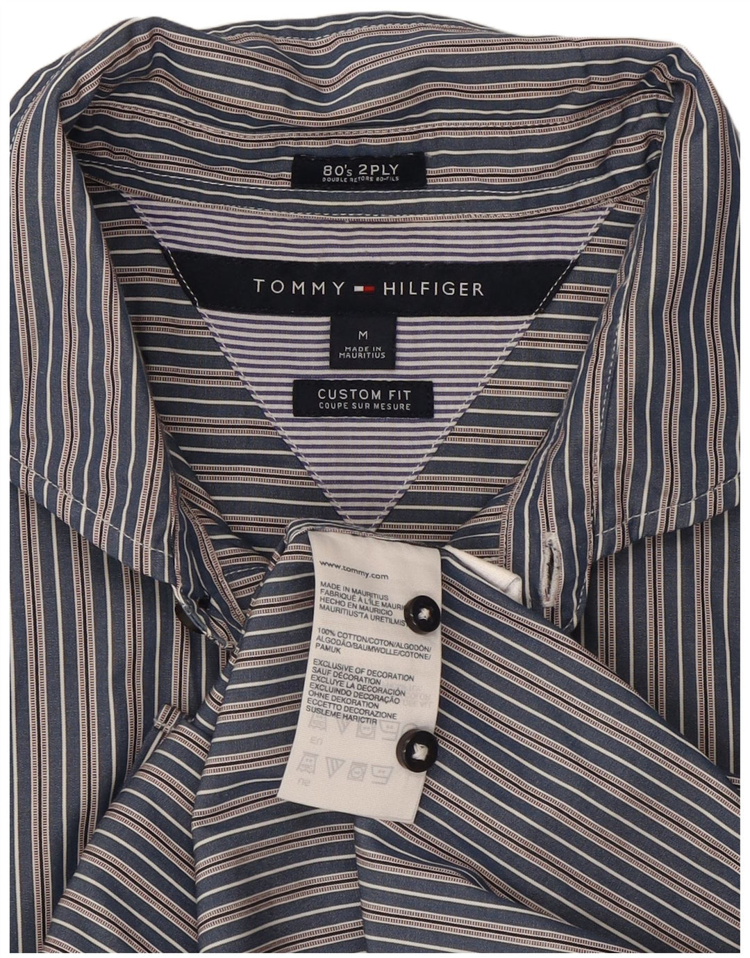 Tommy Hilfiger Herren-Hemd mit individueller Passform, mittelmarineblau, gestreift, Baumwolle