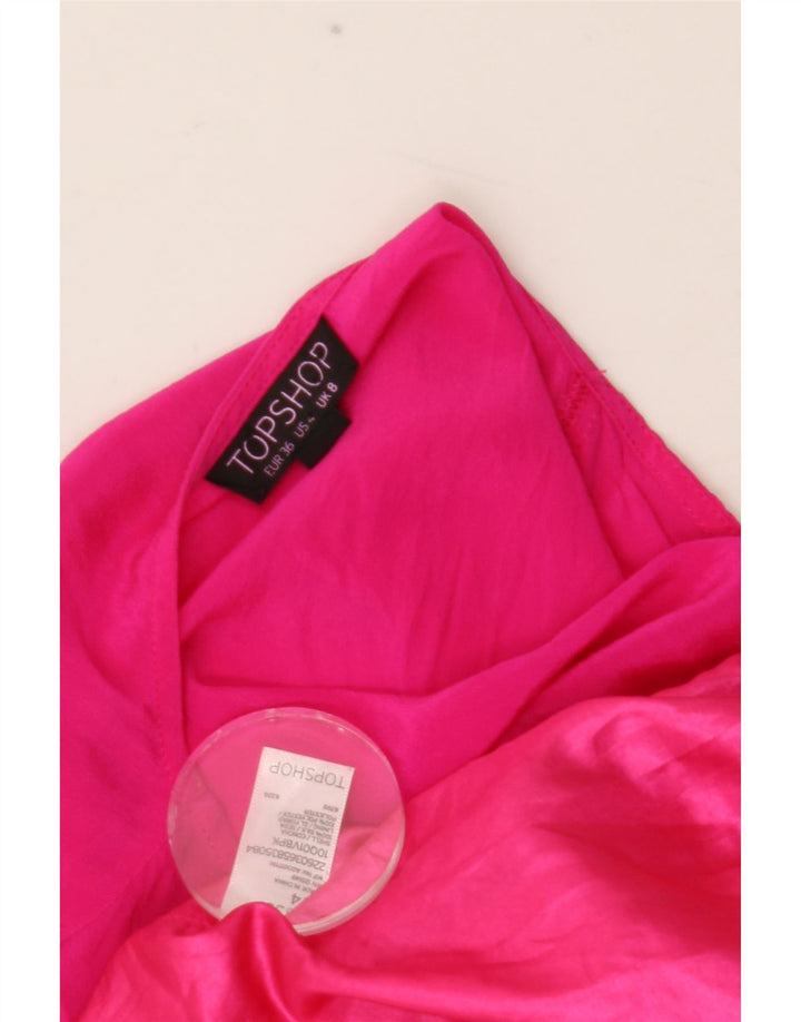 Topshop Damen Ärmelloser Playsuit UK 8 Small Rosa Seide