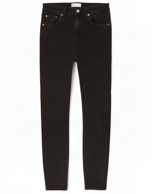 Zara Damen Crop Skinny Jeans EU 38 Small W28 L26 Schwarze Baumwolle
