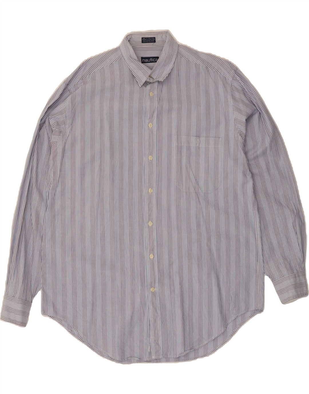 NAUTICA Mens Shirt Size 16 1/2 Large Blue Striped Cotton Vintage Nautica and Second-Hand Nautica from Messina Hembry 