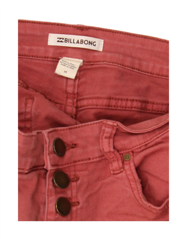 Billabong Damen Distressed Denim Shorts W26 Small Rote Baumwolle