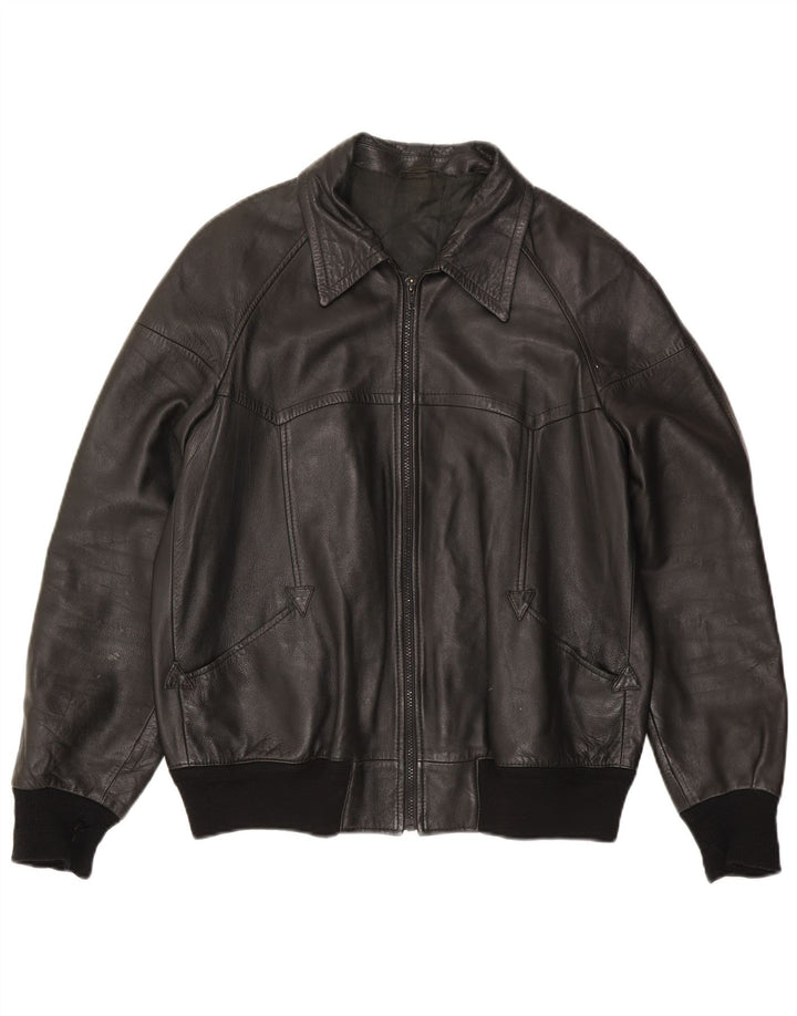 Alta Moda Herren Bomber-Lederjacke IT 54 2XL Schwarz