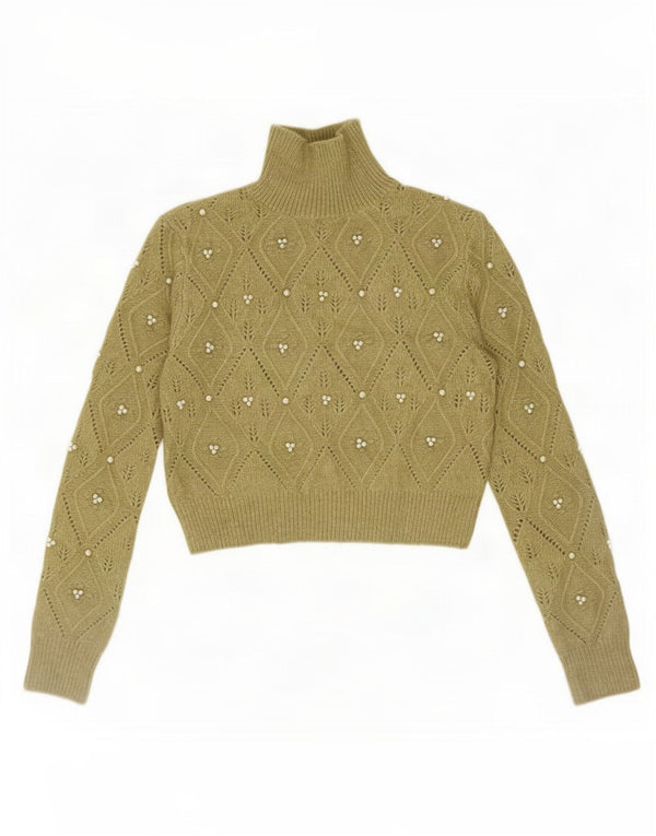 Zara Damen-Pullover mit Rollkragen, Gr. 12, Medium Khaki Argyle/Diamant