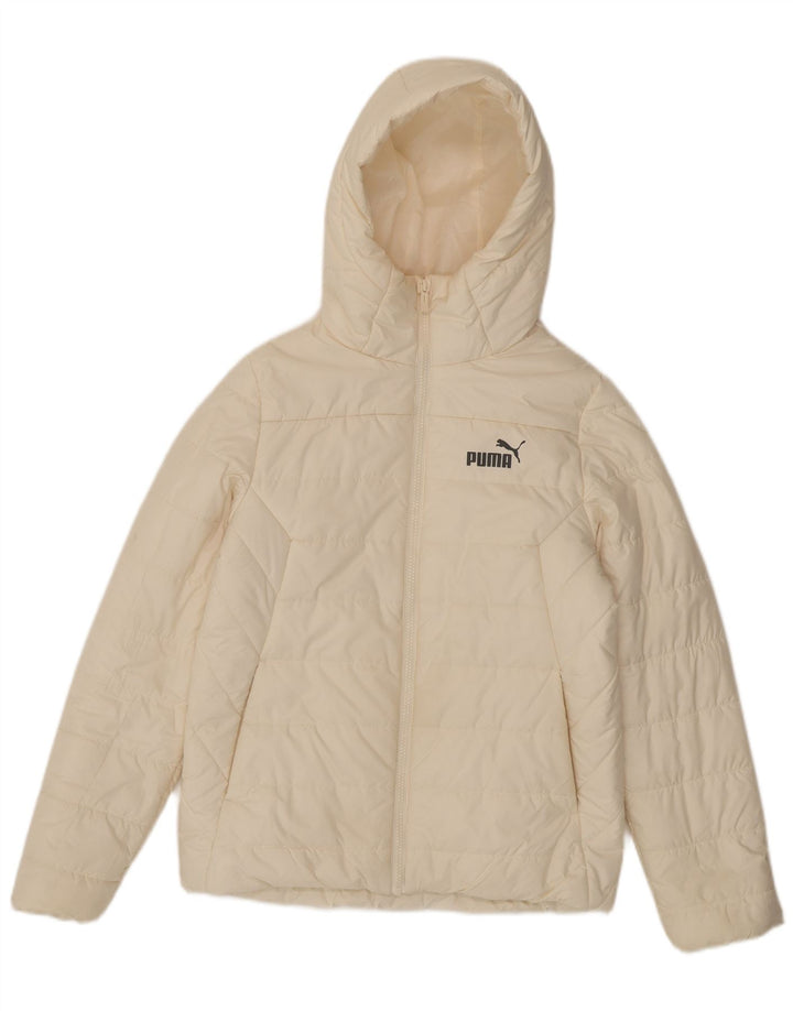 Puma Damen-Kapuzenjacke, wattiert, Gr. 10, Größe S, Weiß, Polyester