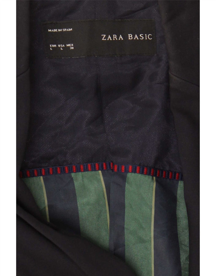 Zara Damen 1-Knopf-Blazer-Jacke, UK 14, groß, marineblau, Polyester