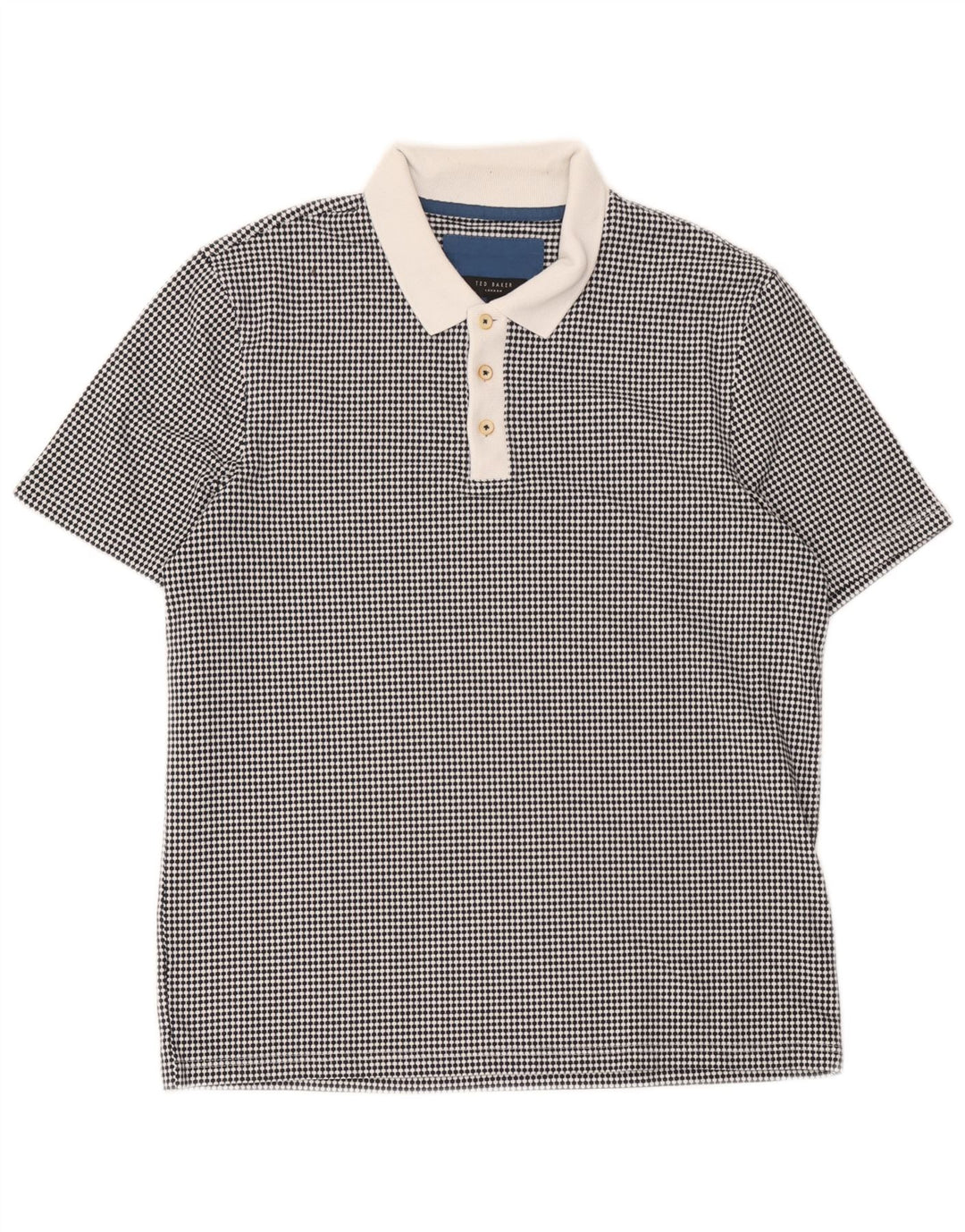 Ted Baker Herren-Rugby-Poloshirt, Größe 4, groß, schwarzes, geometrisches Polyester