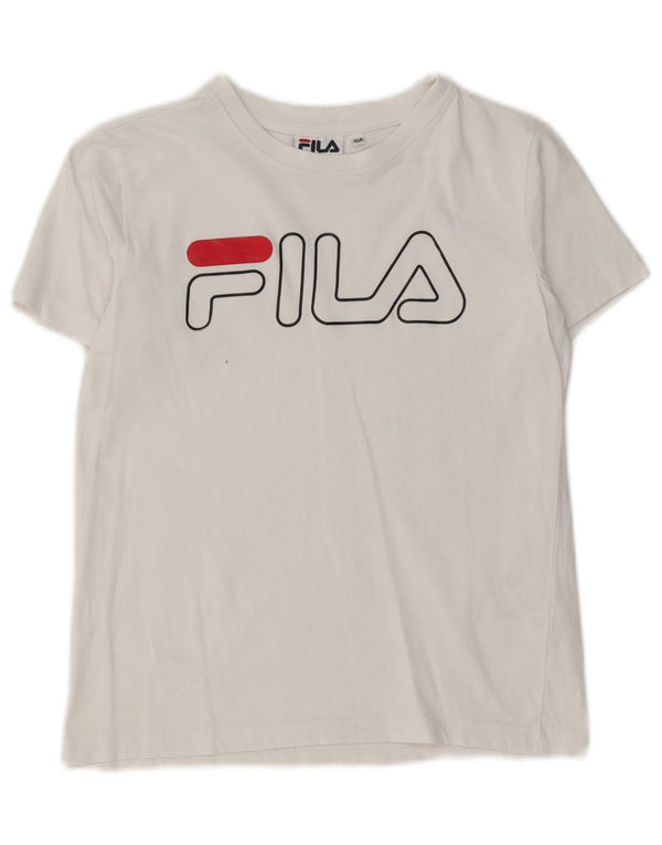 Fila Mädchen-T-Shirt mit Grafik, 9–10 Jahre, weiße Baumwolle