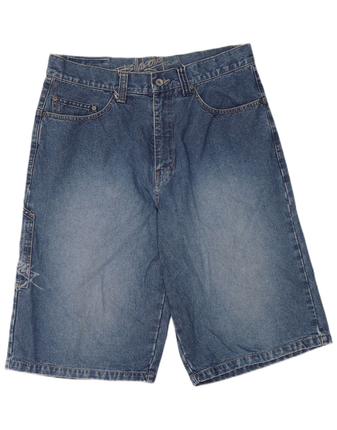 Billabong Womens Graphic Denim Shorts W32 Große blaue Baumwolle