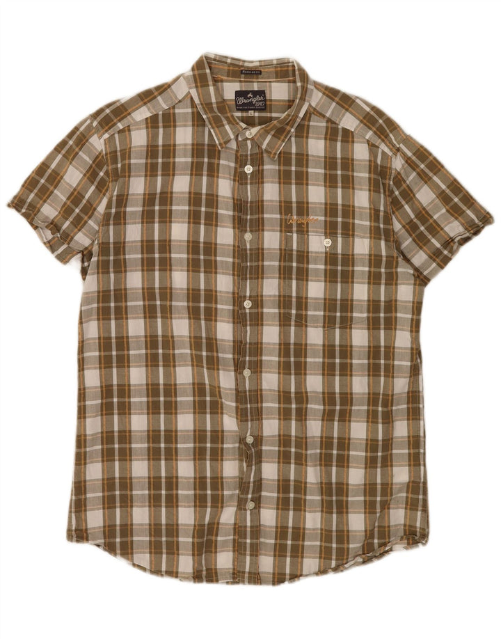 Wrangler Herren-Hemd, kurzärmelig, normale Passform, groß, braun kariert, Baumwolle