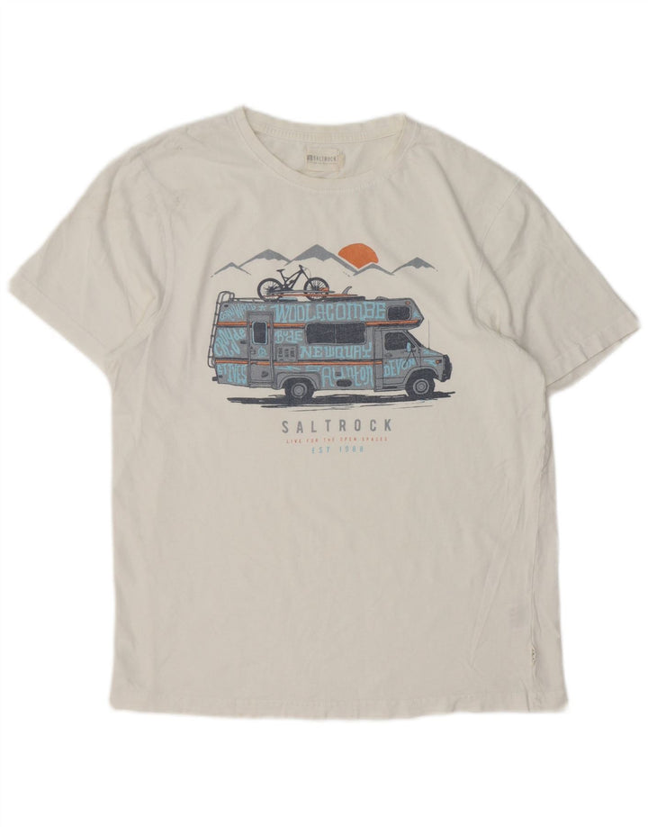 Saltrock Herren-T-Shirt mit Grafik, Größe S, weiße Baumwolle