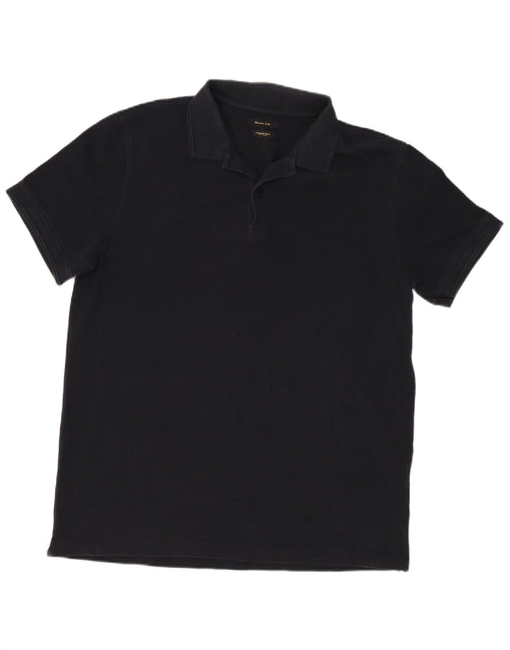 Massimo Dutti Herren-Poloshirt, groß, schwarze Baumwolle