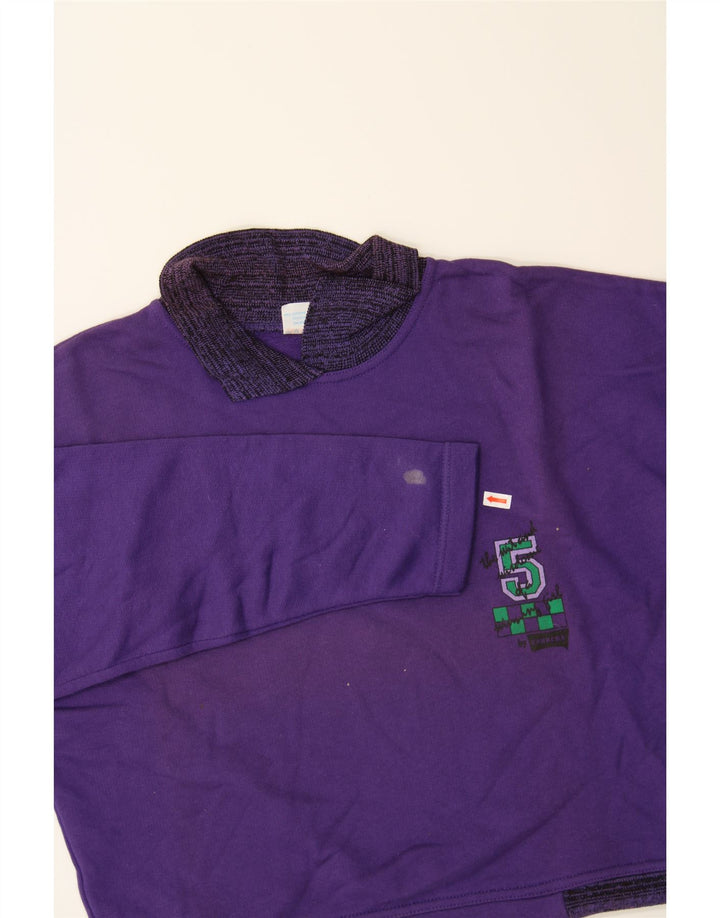CARRERA Womens Crop Sweatshirt Jumper UK 14 Medium Purple Cotton Vintage Carrera and Second-Hand Carrera from Messina Hembry 