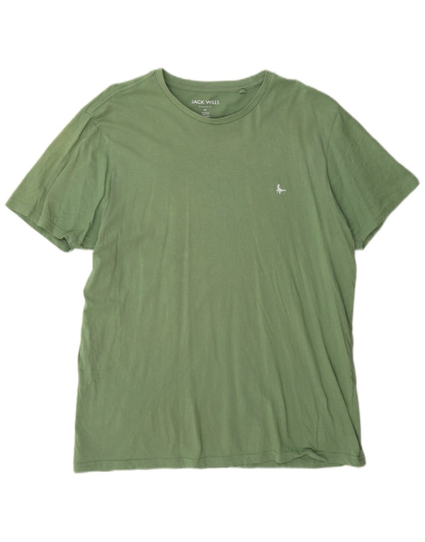 Jack Wills Herren-T-Shirt mit klassischer Passform, XL, grüne Baumwolle
