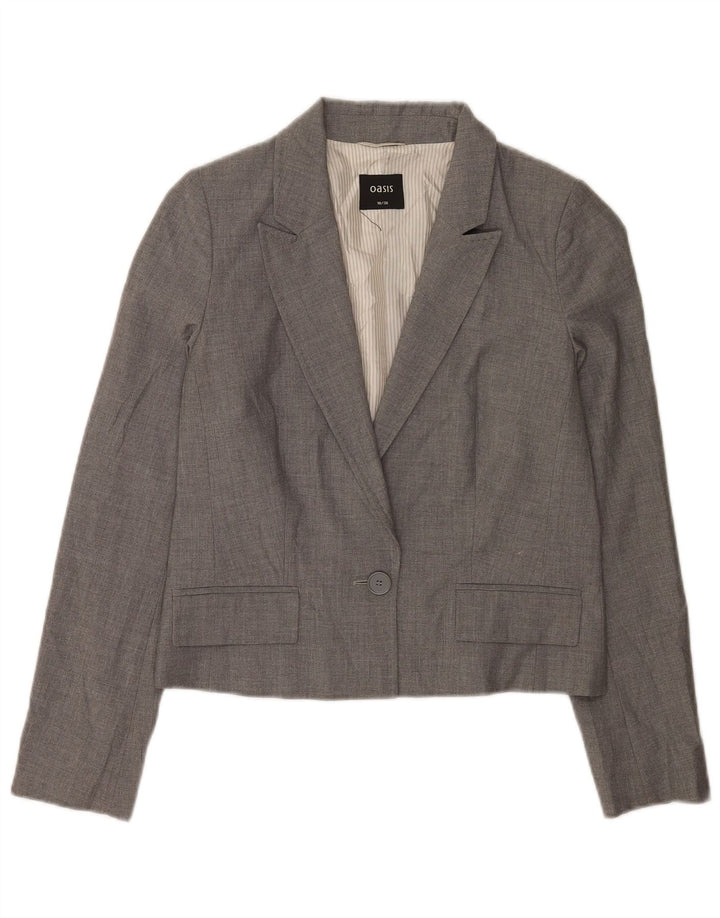 Oasis Damen-Blazerjacke mit 1 Knopf, Gr. 10, Größe S, Grau, Polyester