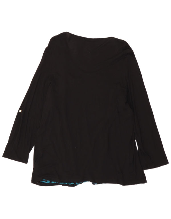 Marks & Spencer Damen-Blusenoberteil mit 3/4-Ärmeln, UK 24 4XL, Schwarz, Animal-Print
