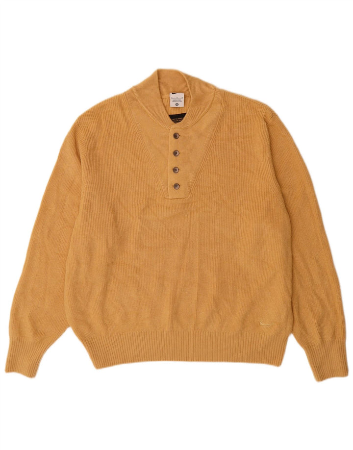 NIKE Herren-Pullover mit Knopfkragen, XL, beige, Polyester