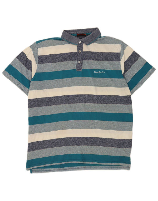 Pierre Cardin Herren-Poloshirt mit normaler Passform, 3XL, mehrfarbig, gestreift, Baumwolle