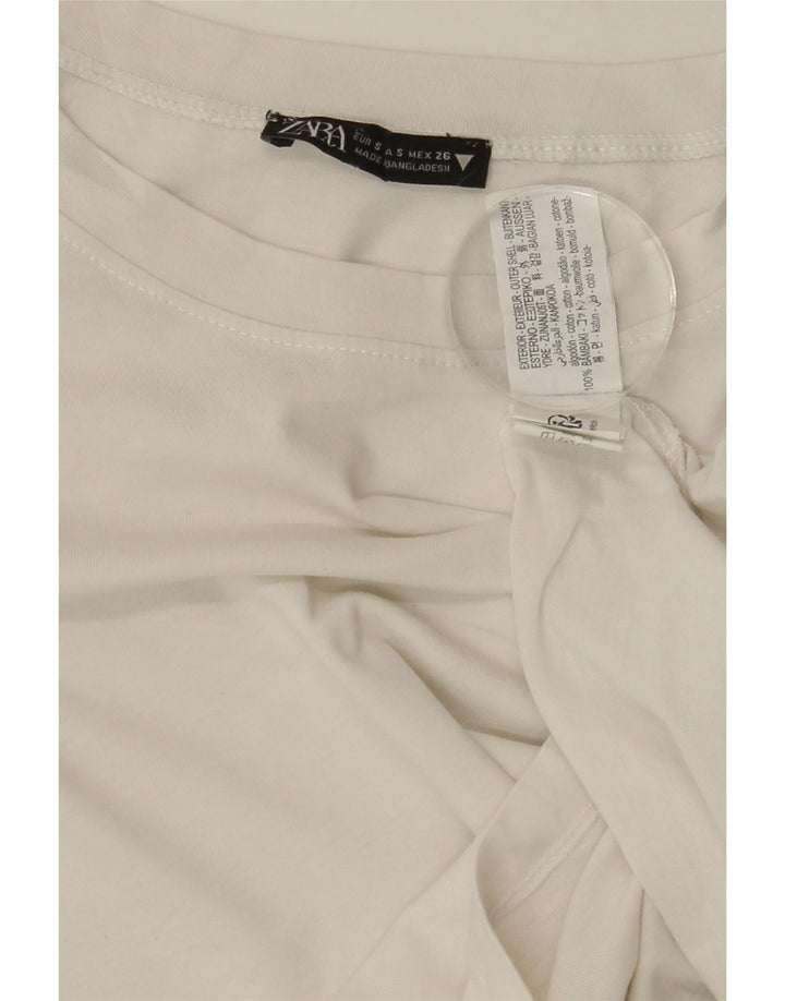 ZARA Womens T-Shirt Top UK 10 Small White Cotton Vintage Zara and Second-Hand Zara from Messina Hembry 