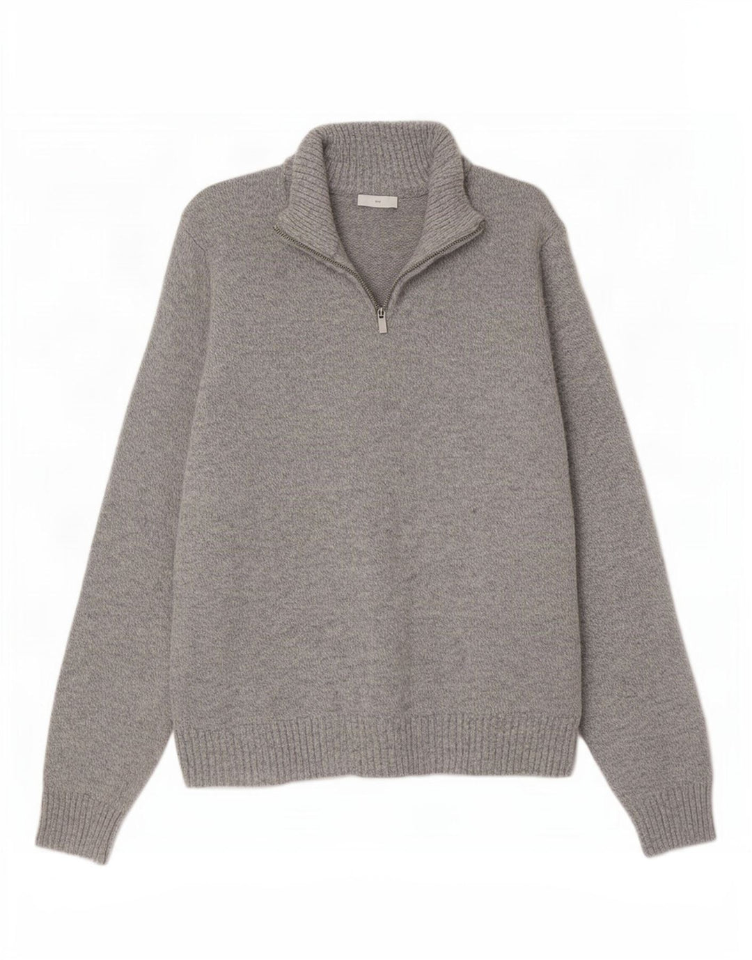 Marks & Spencer Herren-Pullover mit Reißverschluss am Hals, mittelgraue Wolle