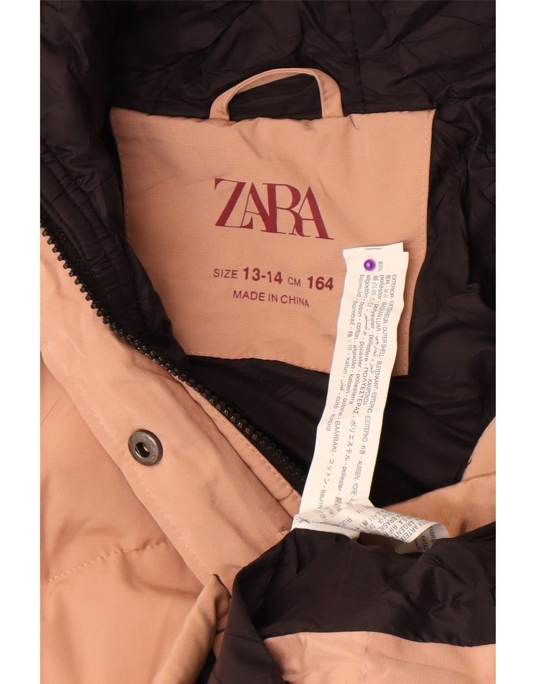 Zara Mädchen-Kapuzenjacke, gepolstert, 13–14 Jahre, rosa, Polyester