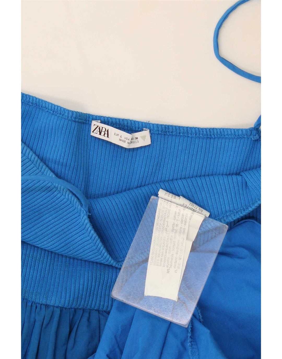 Zara Damen Sommerkleid UK 14 Große blaue Baumwolle