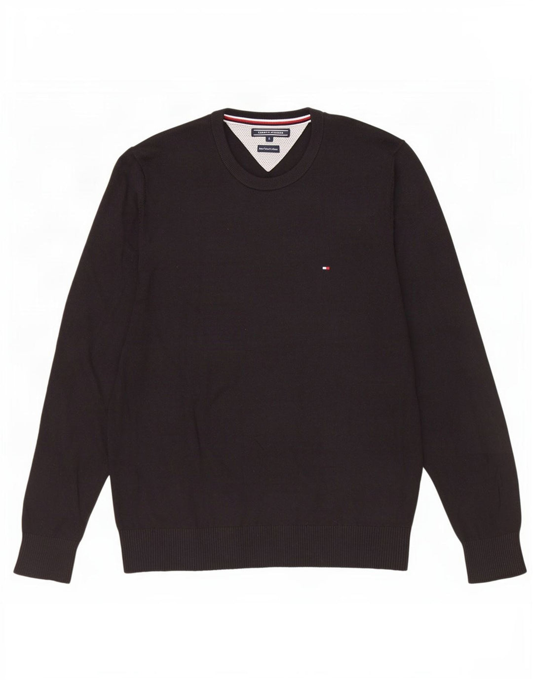 Tommy Hilfiger Herren-Pullover mit Rundhalsausschnitt, groß, aus schwarzer Baumwolle