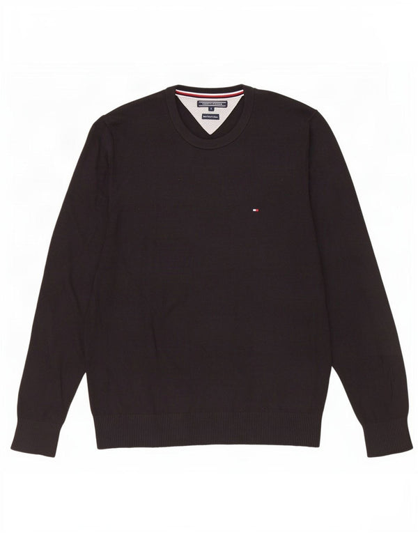 Tommy Hilfiger Mens Crew Neck Jumper Sweater Large Black Cotton