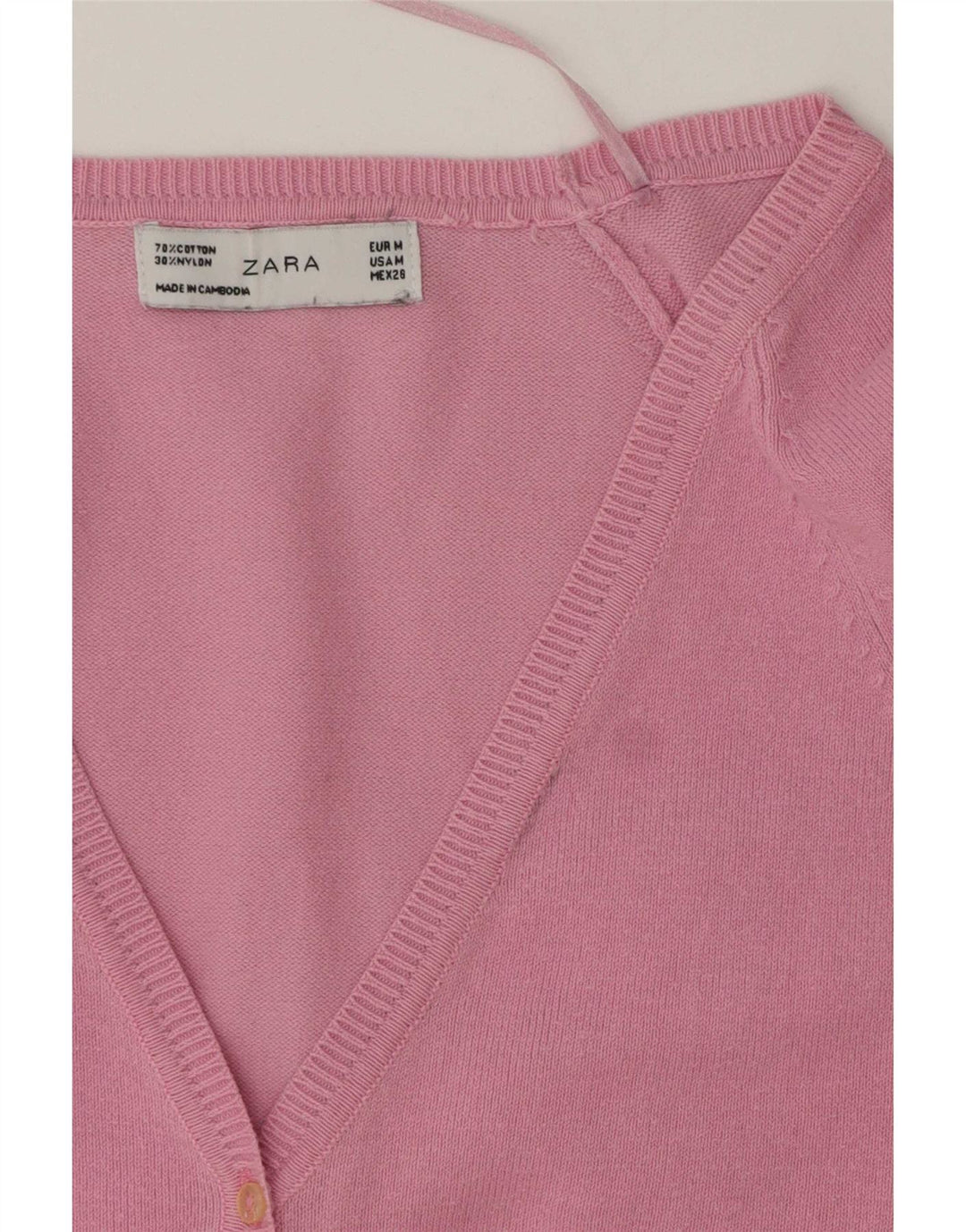 Zara Damen-Cardigan-Pullover UK 12 Mittelrosa Baumwolle