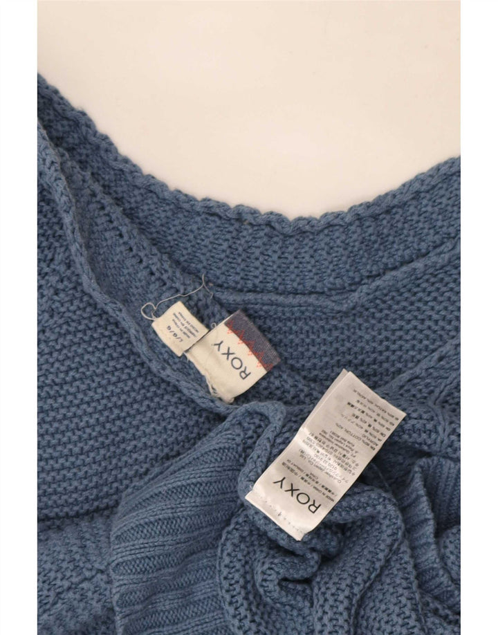 Roxy Womens Crop Oversized V-Ausschnitt Pullover Pullover UK 16 Large Blaue Baumwolle
